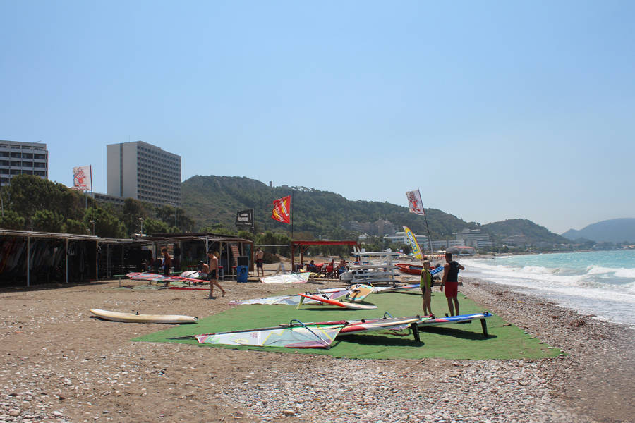 beach of surfing center in Ixia